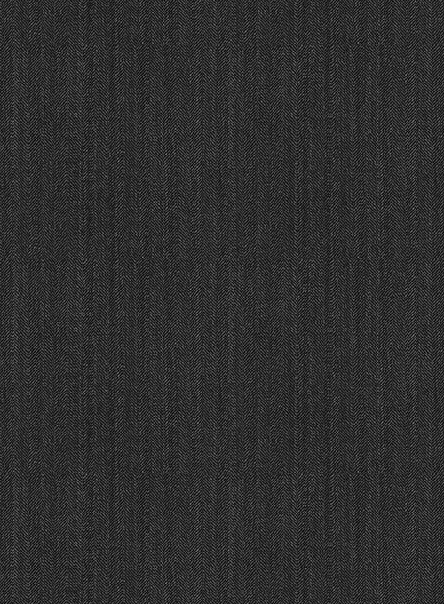 Napolean Charcoal Herringbone Wool Tuxedo Suit