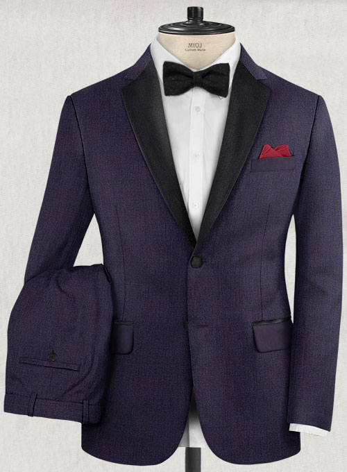 Napolean Eggplant Wool Tuxedo Suit Made To Measure Custom Jeans For Men & Women, MakeYourOwnJeans®