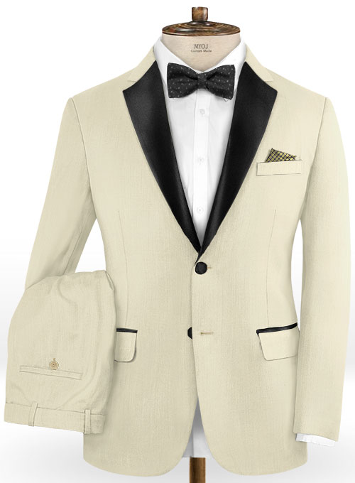 Napolean Light Beige Wool Tuxedo Suit MakeYourOwnJeans® Made To