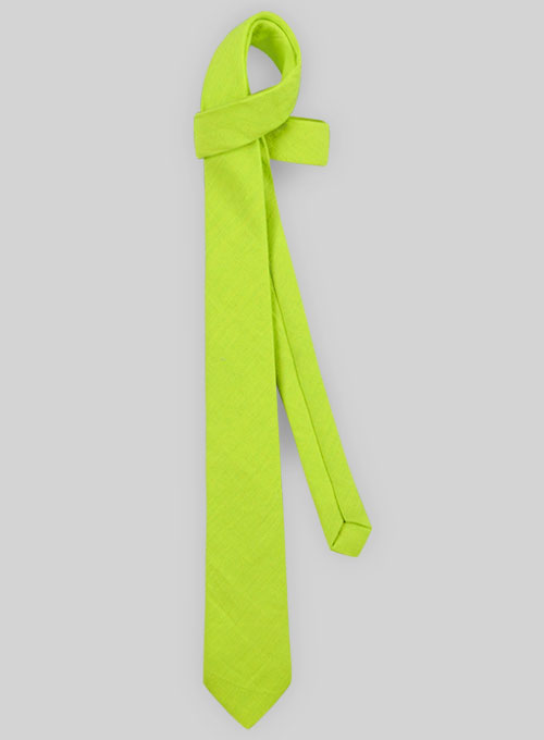 Linen Tie - Pure Neon Green