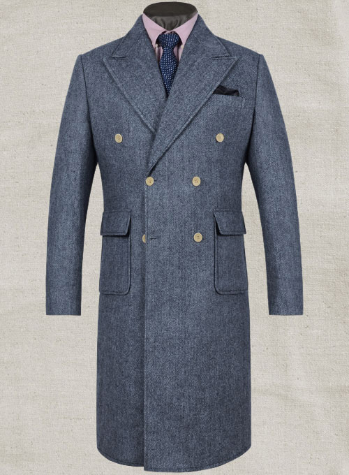 Musto Vintage Herringbone Blue Tweed Overcoat : Made To Measure Custom ...