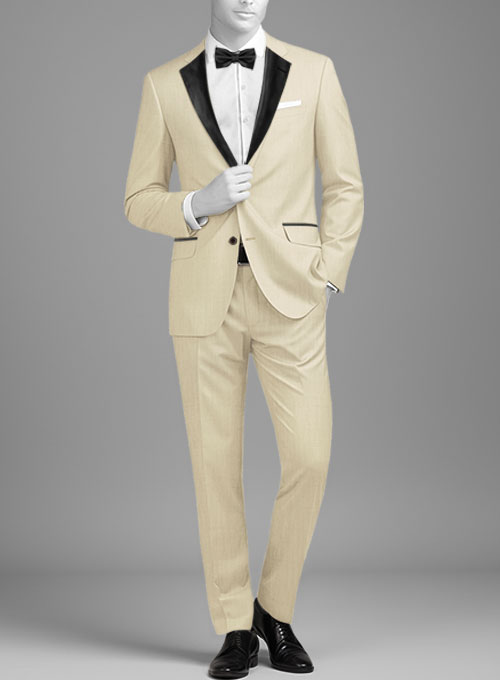 Napolean Light Beige Wool Tuxedo Suit