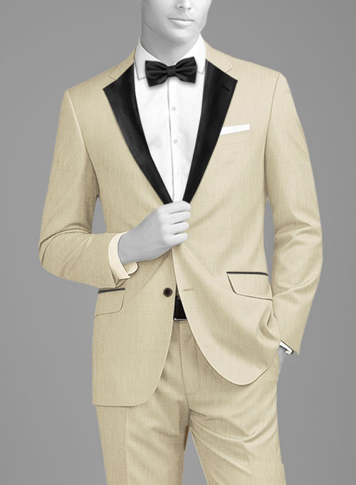 Napolean Light Beige Wool Tuxedo Suit