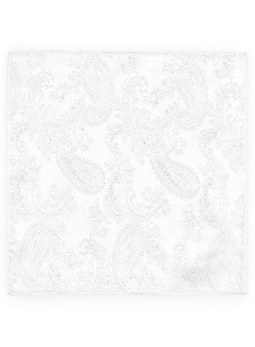 Paisley Pocket Square - White