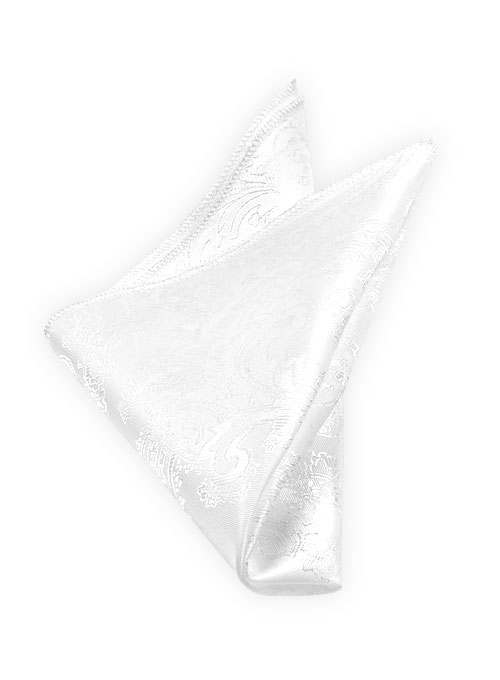 Paisley Pocket Square - White