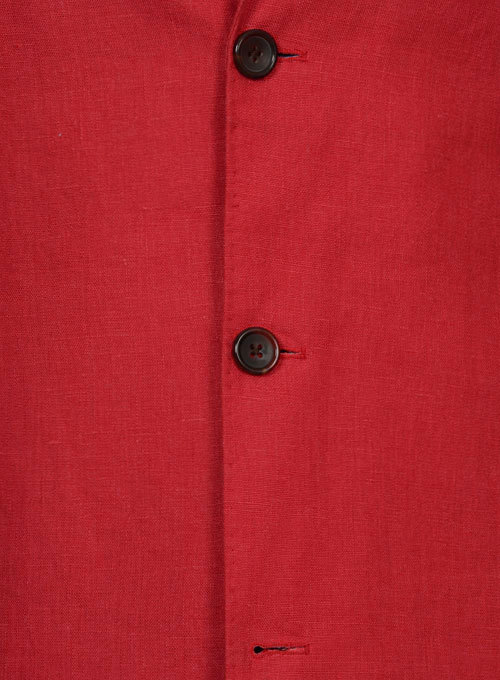 Pure Red Linen Long Coat