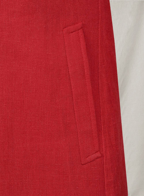 Pure Red Linen Long Coat