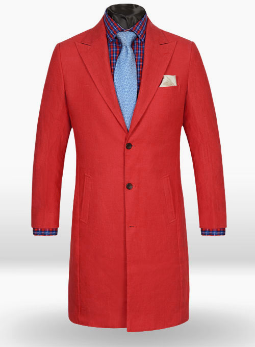Pure Red Linen Long Coat Pure Red Linen Long Coat