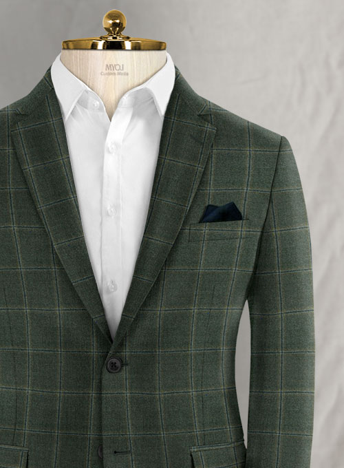 Reda Amazon Green Checks Wool Suit