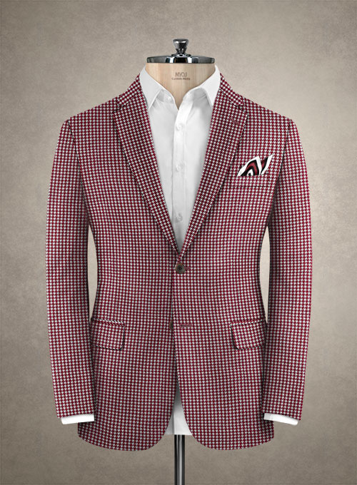 Reda Carmine Red Houndstooth Wool Suit