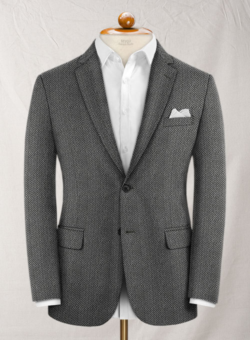 Reda Dark Gray Herringbone Tweed Suit