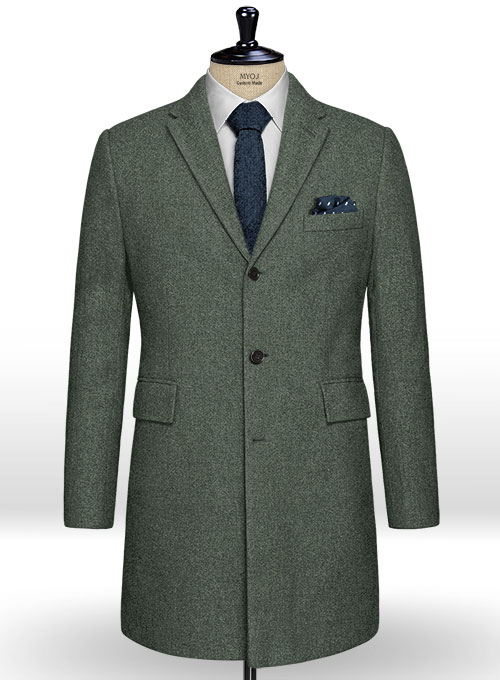 Rope Weave Green Tweed Overcoat Rope Weave Green Tweed Overcoat