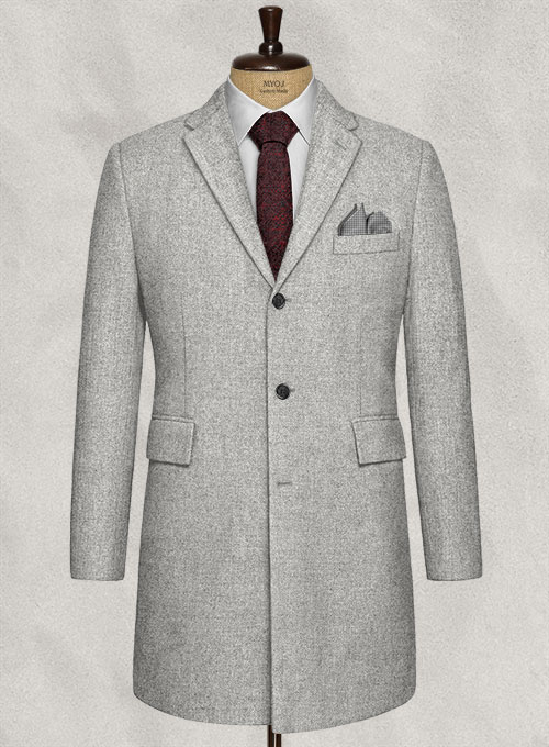 Rope Weave Light Gray Tweed Overcoat Rope Weave Light Gray Tweed Overcoat