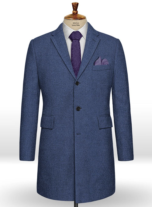 Rope Weave Persian Blue Tweed Overcoat Rope Weave Persian Blue Tweed Overcoat