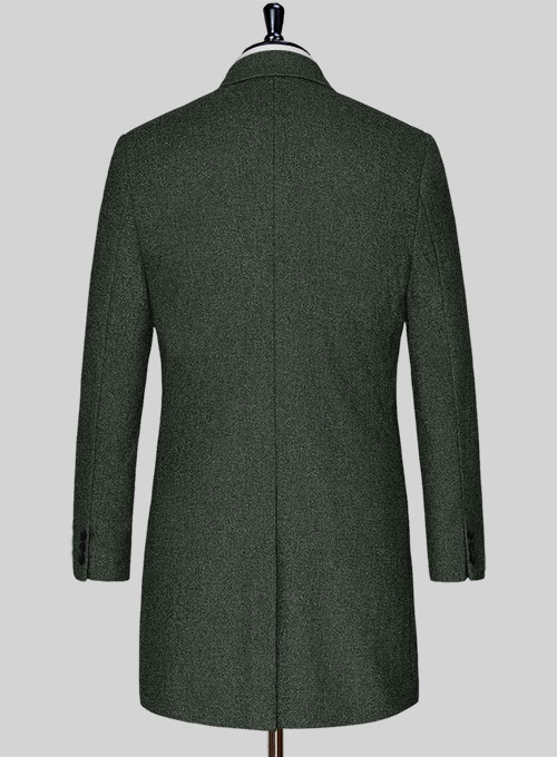 Rope Weave Green Tweed Overcoat