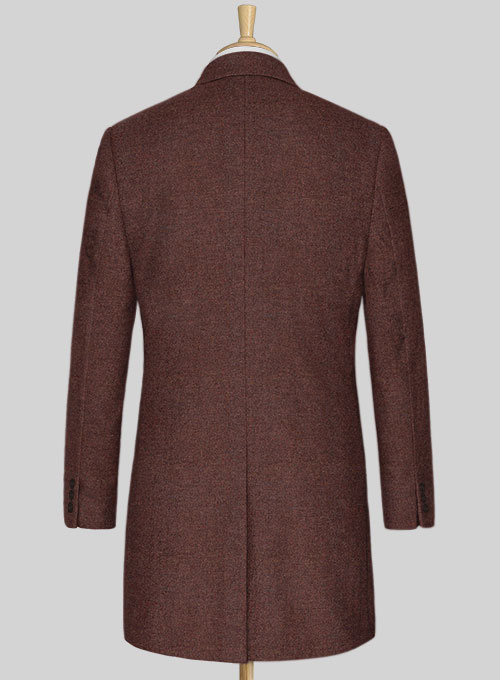 Royal Wine Herringbone Tweed Overcoat