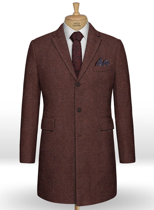 Royal Wine Herringbone Tweed Overcoat Royal Wine Herringbone Tweed Overcoat