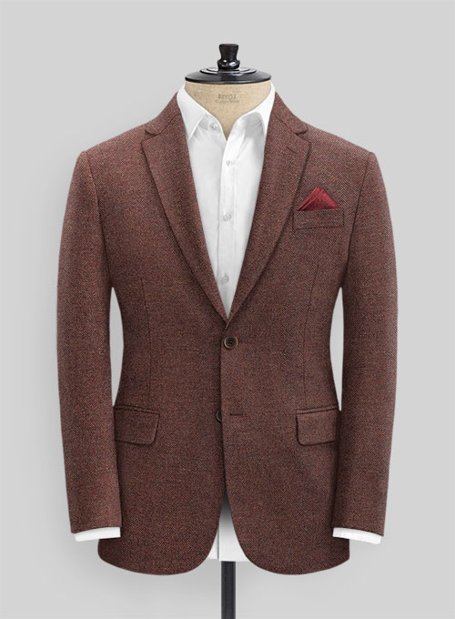 Royal Wine Herringbone Tweed  Suit
