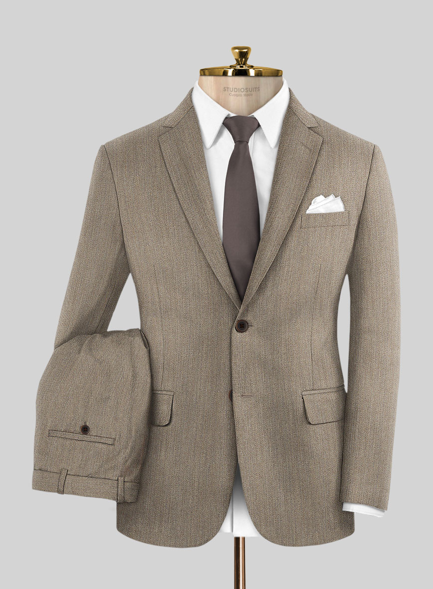 Scabal Crude Brown Wool Suit Made To Measure Custom Jeans For Men