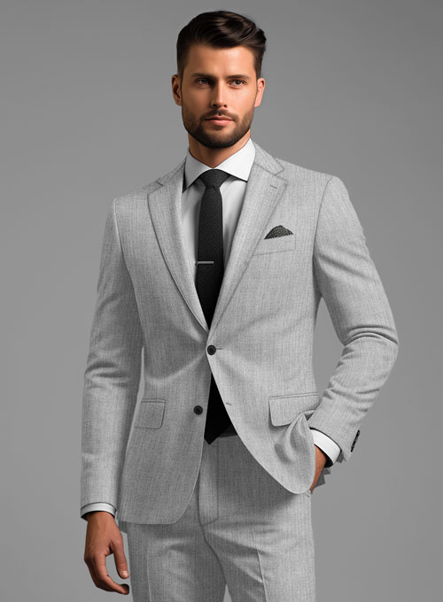 Scabal Worsted Light Gray Wool Suit