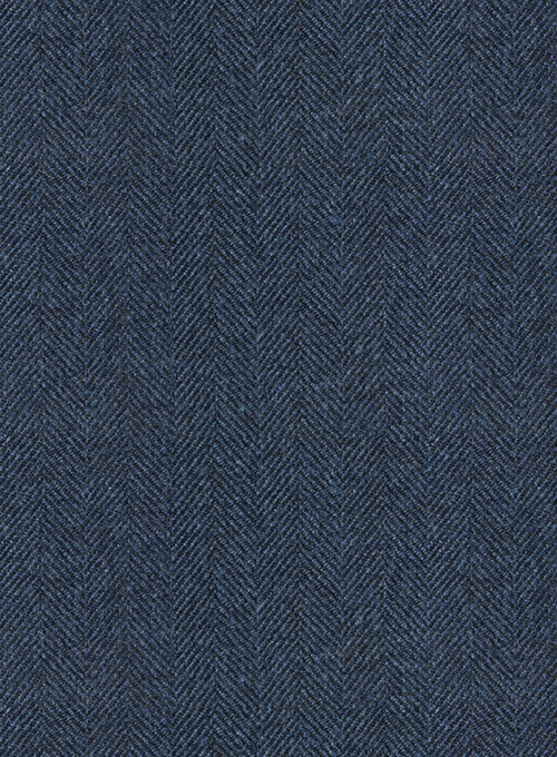 Showman Blue Herringbone Tweed Overcoat - Click Image to Close