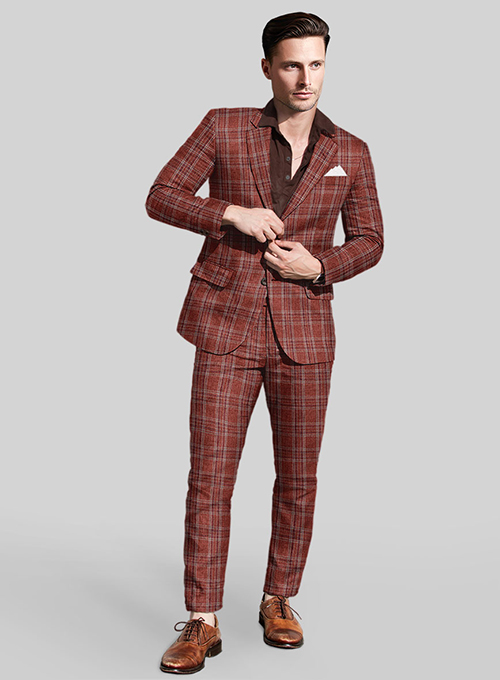 Solbiati Wine Square Linen Suit