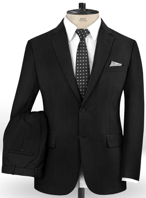 Stretch Black Wool Suit Made To Measure Custom Jeans For Men & Women