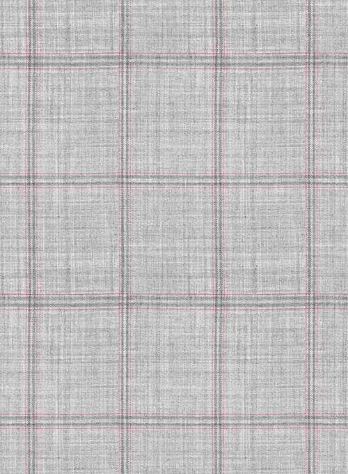 Stretch Windowpane Light Gray Wool  Suit