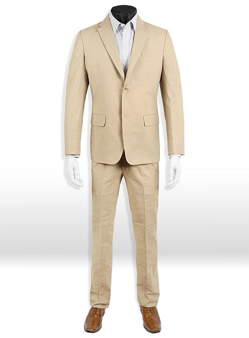 Tropical Beige Linen Suit Made To Measure Custom Jeans For Men