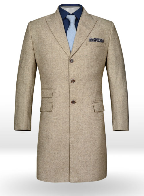 Vintage Herringbone Light Beige Tweed Long Coat Vintage Herringbone Light Beige Tweed Long Coat