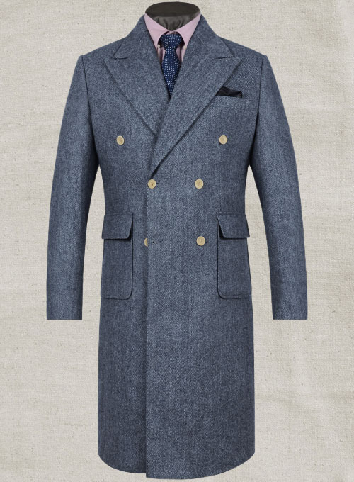 Musto Vintage Herringbone Blue Tweed Overcoat Musto Vintage Herringbone Blue Tweed Overcoat
