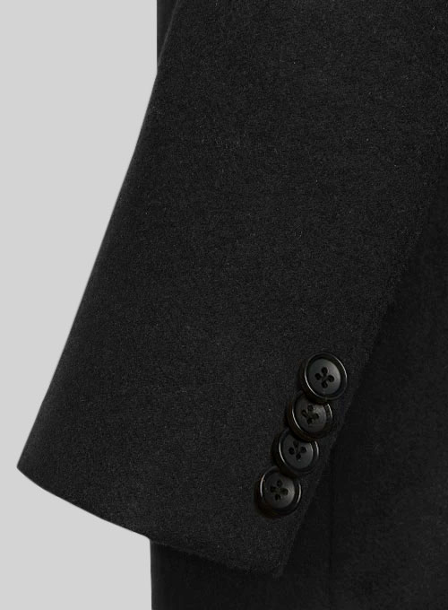 Vintage Plain Black Tweed GQ Trench Coat