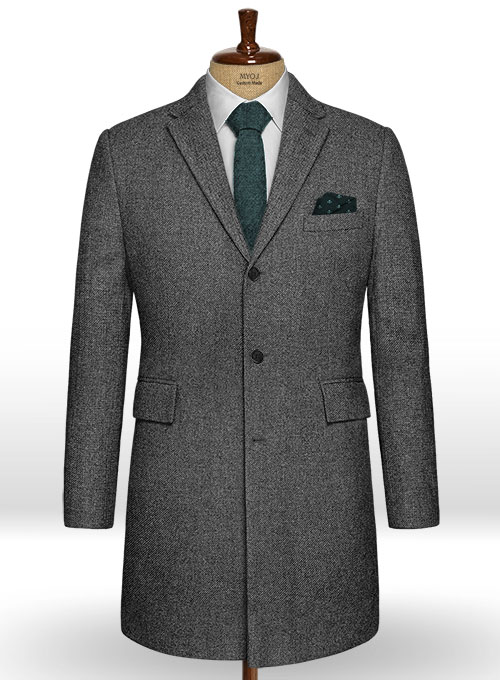 Vintage Dark Gray Weave Tweed Overcoat Vintage Dark Gray Weave Tweed Overcoat