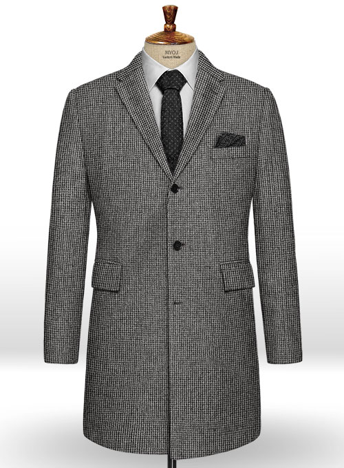 Vintage Gray Macro Weave Tweed Overcoat Vintage Gray Macro Weave Tweed Overcoat