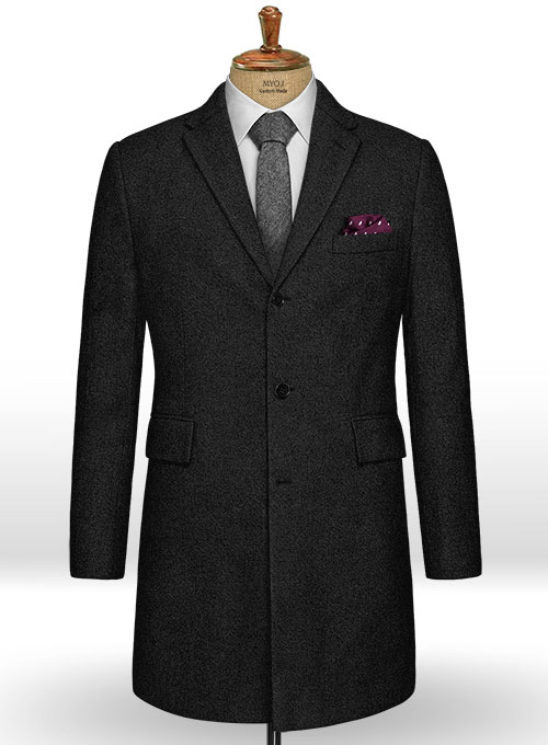 Vintage Plain Black Tweed Overcoat Vintage Plain Black Tweed Overcoat