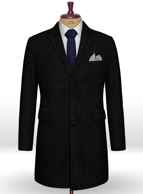 Vintage Rope Weave Black Tweed Overcoat Vintage Rope Weave Black Tweed Overcoat
