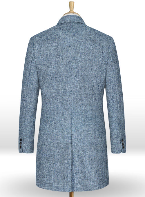 Vintage Rope Weave Spring Blue Tweed Overcoat