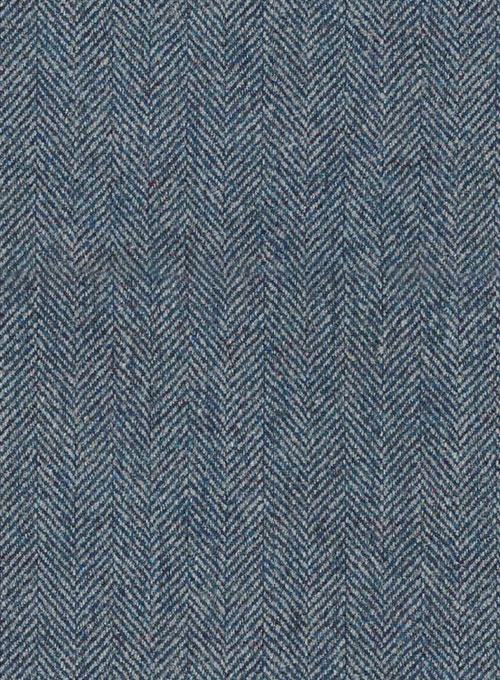 Vintage Herringbone Blue Tweed Overcoat