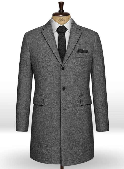 Vintage Plain Dark Gray Tweed Overcoat Vintage Plain Dark Gray Tweed Overcoat