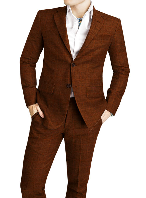 Vintage Milan Red Tweed Suit Made To Measure Custom Jeans For Men