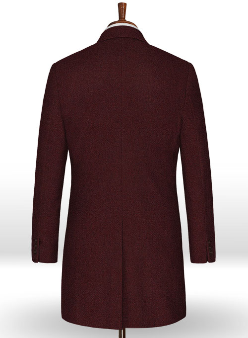 Wine Heavy Tweed Overcoat