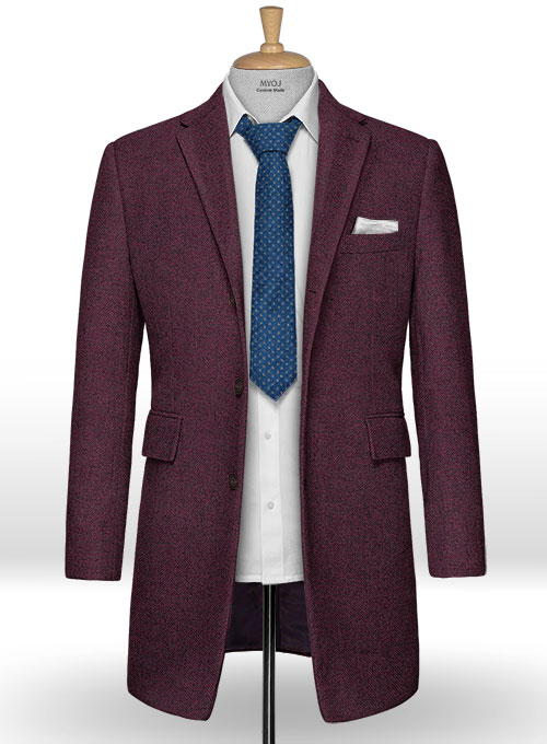Wine Herringbone Tweed Overcoat : MakeYourOwnJeans®: Made To Measure ...