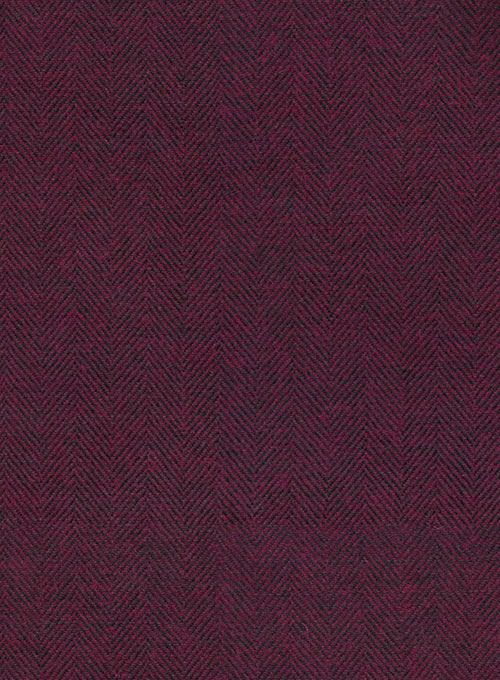 Wine Herringbone Tweed Overcoat Wine Herringbone Tweed Overcoat