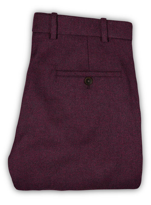 Wine Herringbone Tweed Suit - Click Image to Close