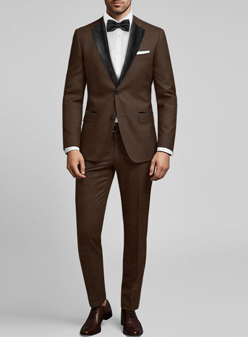 Worsted Brown Wool Tuxedo Suit