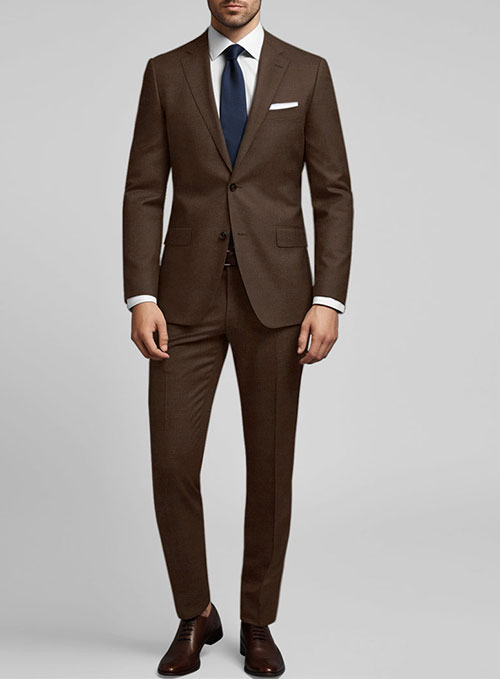 Worsted Brown Wool Suit