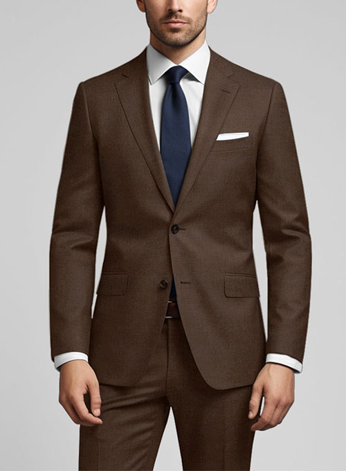 Worsted Brown Wool Suit