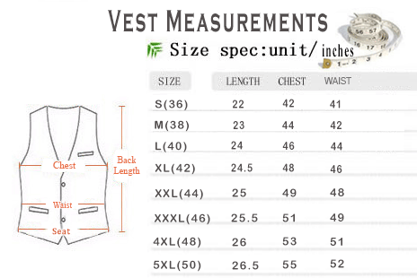 Mens Vest Size Chart