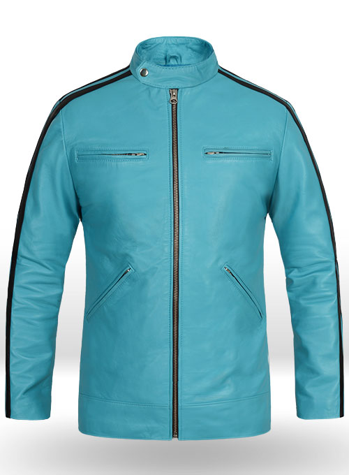 Bright Blue Sportsman Stripe Leather Jacket Bright Blue Sportsman Stripe Leather Jacket