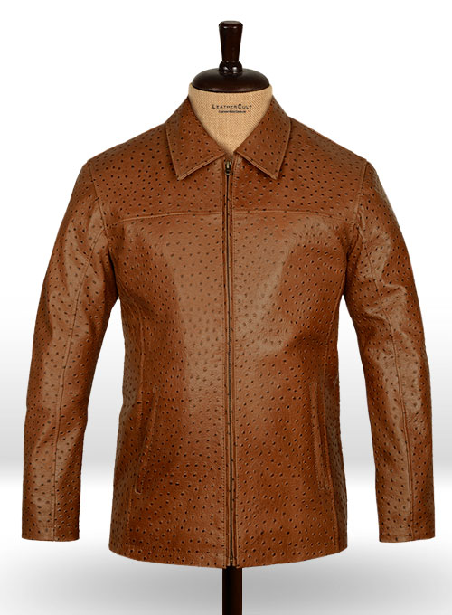 Brown Ostrich Leather Hipster Jacket #2 Brown Ostrich Leather Hipster Jacket #2